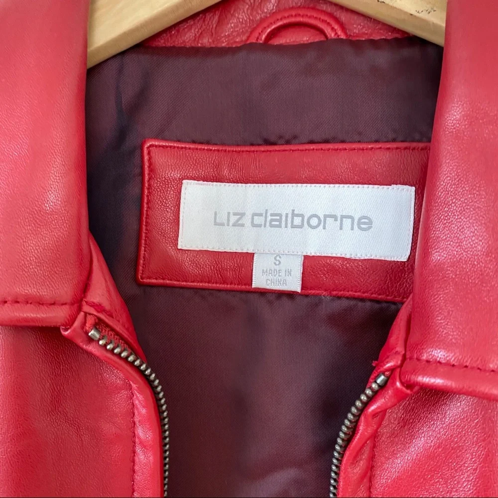 Liz Claiborne Red Leather Jacket - Picture 4 of 8